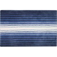 HOMESCAPES Rutschfeste Badematte mit Streifenmuster 100% Baumwolle, blau und weiß