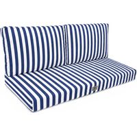 Coussins pour salon de jardin déhoussable 100x50cm Rayure bleu marine