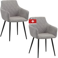 ALBATROS Esszimmerstühle 2er Set SILA, Grau - Modern und Stilvoll, bequemer Polsterstuhl - Eleganter Küchenstuhl, Stuhl Esszimmer oder Esstisch Stuhl im Retro-Look