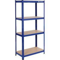 Rayonnage 160 x 80 x 40cm - Charge lourde acier resistant clipsable avec MDF 4 Tablettes - Capacité de 520kg - Bleu