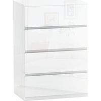 Komfortables Sideboard mit 4 Schubladen, Kippschutz, 55 x 33 x 80 cm, strahlend weiß, ideal für Wohnzimmer oder Flur.