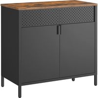 Songmics – Buffet de rangement en acier – Armoire à double porte pour salon – Fermeture magnétique – Métal marron et noir – Dimensions 40x80x76 cm