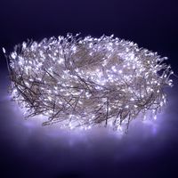 Guirlande minicluster LUCCIKA Home 20 m chaine 9,5 cm 2000 lumie'res microled pour sapin de Noel 1,5 mm Blanc Glace 31V avec 8 jeux de lumie're IP44 cable en me'tal argente' pour usage inte'rieur ex