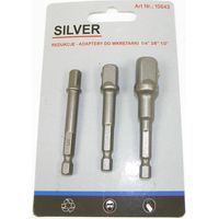 Set di porta-bussole con punta a vite in argento 1/4-3/8-1/2