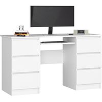 Escritorio de ordenador AKORD A11 Blanco 135 cm 6 cajones frente en color Blanco 135x50x77 cm