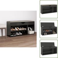Banc à chaussures et coussin Gris 104x30x49cm Bois d'ingénierie - Meuble À Chaussures - Banc Chaussure - Rangements Chaussures - Rangement Intérieur - Meuble Entrée