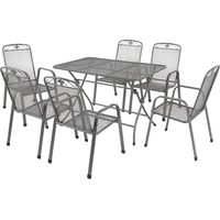 MWH Garten-Essgruppe Caffe Latte Metall 6 Personen Tisch & Stuhl Set