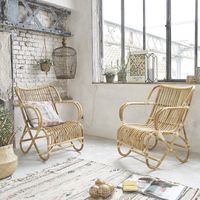 Lot de 2 fauteuils en rotin naturel