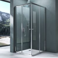Mai & Mai Duschkabine mit Doppel-Schiebetür Duschtür 70x140cm Eckeinstieg Echtglas Lotuseffekt ESG-Sicherheitsglas Ravenna16K