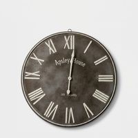 Grande horloge murale vintage en fer et bois Hugo