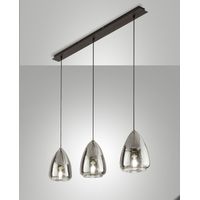 Britton Lampada a Sospensione in Metallo e Vetro Borosilicato Colore Fumé, Attacco E27 3x40W, Design Moderno ed Elegante per Interni IP20