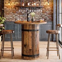 Tribesigns Table de Bar Rond, 80 x 80 x 100 cm, Table Haute, Table de Bistrot/Pub pour Cuisine, Salon, Petits Espaces, Brun (Table Uniquement)