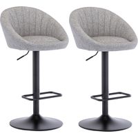 Wahson Tabouret de Bar en Tissu, Chaise de bar Lot de 2 Chaise Haute Cuisine Réglable Tabouret pour Bar/Cuisine, Gris