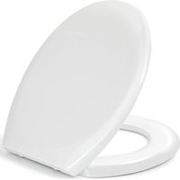 Toilet Seat, Soft Close Toilet Seat White with Quick Release for Easy Clean, Top Fixing, Stay Tight Toilet Lid Oval Shape, Heavy Duty Urea-Formaldehyde Anti-Bacterial Material