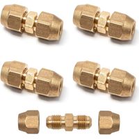 Lot de 4 Raccords Doubles pour Tuyaux en Cuivre 1/4" Raccord Tuyau en Cuivre Sans Soudure Raccord Liaison Frigorifique pour Rallonge Tube Climatisation, Tuyau cuivre de 6.35 à 6 mm
