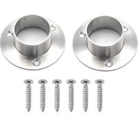 Lot de 2 supports de tringle de placard en acier inoxydable, supports de tringle de placard avec vis, diamètre 38 mm