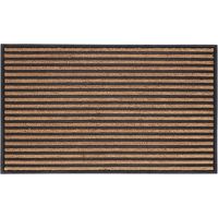 Paillasson à rayures en caoutchouc et fibre de coco - Noir/Beige - Taille L - L 76,2 x l 45,5 cm - Livraison gratuite