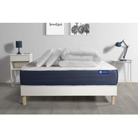 Ensemble matelas sommier Actilatex sleep 140 x 200 cm 2 oreillers et couette Latex et mémoire de forme - Couleur : Blanc