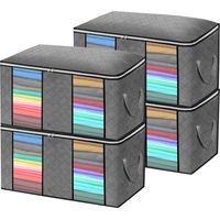 sac de rangement,Sac de rangement pour couette à double fenêtre sac de finition sac d'emballage pour vêtements grande capacité 90 litres sac à bagages pour vêtements de couette Gris Double fenê