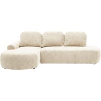 COLIN - Canapé d'angle convertible tissu texturé 3 places - Beige