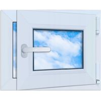 Ventana de PVC blanca de 50x40 mm, derecha, nueva, oscilobatiente, doble acristalamiento, 500x400 mm, RU