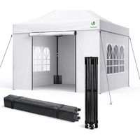 VOUNOT 3x3m Heavy Duty Pop Up Gazebo with 4 Sides Party Tent, White