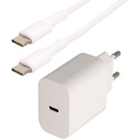 Kit Chargeur Mural Usb C 18 W+ Cordon Usb C M/m - Blanc - 1m - Erard
