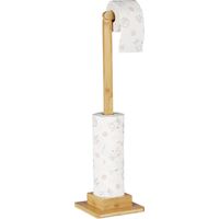 Relaxdays – Porte-papier toilette sur pied en bambou – Support à rouleaux de rechange – Dimensions 71,5x23,5x19 cm – Antidérapant et résistant à l'humidité