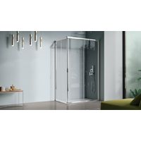 Box doccia rettangolare 70x90 cm con profili in alluminio brillantato cromo e finitura pannelli trasparente - America 4