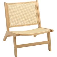 Butaca de Salón con Respaldo y Asiento Amplio de Ratán Marco para Dormitorio Sala de Estar Natural