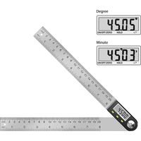 Regla de ángulos digital, transportador, medición de ángulos de 0° a 360°, medidor de ángulos de acero inoxidable con pantalla LCD, regla de acero inoxidable para carpintería, tareas domésticas y cons