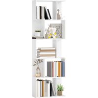 Mobile Libreria a 5 Ripiani con Divisorio, 60x24x184.5 cm, Bianco