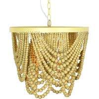 Suspension bois et métal design bohème chic - Marron boisé chaleureux
