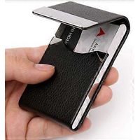Porte-cartes de visite, étui métallique, porte-cartes pour femmes et hommes, porte-cartes de visite professionnel en cuir PU.
