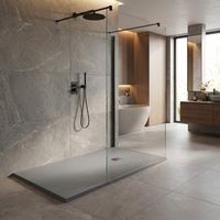 Receveur de douche en résine couleur ciment 75x170 cm avec grille et bonde - Showey