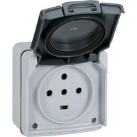 Legrand – Prise de courant saillie 3P+N+T 20A – IP55 – IK08 – Connexion à bornes à vis – Pour chantiers humides