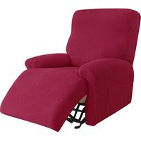 Stretch-Sesselbezug, 4-teilig, Jacquard-Stoff, rutschfest, abnehmbar und waschbar, Weinrot
