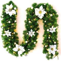 Guirlande de Noël,guirlande de Noël avec éclairage,guirlande de Noël à l'extérieur,2,7 m guirlande de Noël guirlande de sapin pour la maison jardin vacances mariage escaliers cheminées