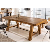 Tavolo da pranzo RANCHO 165 cm – Piano in legno di pino riciclato verniciato – Stile rustico e accogliente