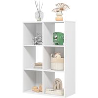 Libreria a Cubi 6 Ripiani Portaoggetti Design Rustico Legno 61,5x29,5x91,5 cm Bianco