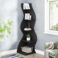 Tribesigns Eckregal, 178 cm hoch, Lagerregal, Bücherregal, Pflanzenständer, Organizer-Einheit, 5 Stufen, Modern, für Zuhause, Büro, Wohnzimmer, Schlafzimmer, Balkon, Schwarz, 1 Stück