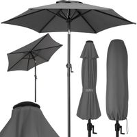 KINGSLEEVE® Fiji 2m Aluminium Garden Parasol with Crank Handle and Cover UV80+ Sun Protection 200cm Tilting Patio Balcony Umbrella Foldable & Tiltable Water-Repellent Anthracite