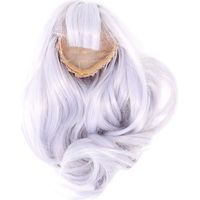 Perruque poupée bouclée longue bleu brume douce et soyeuse, cheveux synthétiques haute température, belle coiffure détaillée pour poupée, lot unique.