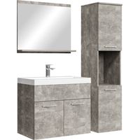 Badplaats Set Mobili Bagno Montreal 60 x 35 cm - Grigio Cemento - Mobile con Specchio e Pensile