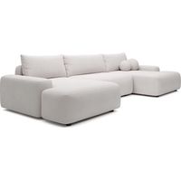 Grande divano letto angolo panoramico in tessuto testurizzato beige - DAVISO