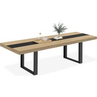 Ausziehbarer Esstisch Rechteck PHOENIX 6-12 Personen Holz und Schwarz Schwarzer Mittelstreifen 200-300 cm