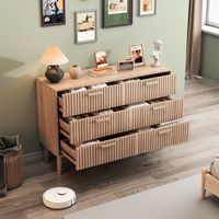 Commode avec 6 Tiroirs - Meuble de Cuisine, Buffet Armoire - pour Salon ou Chambre, Dimensions 100 x 35 x 73 cm - Nature