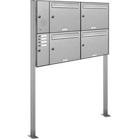 4er V2A Edelstahl Briefkasten Standanlage Freistehend mit Klingel
