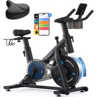 MERACH Quiet Magnetic Resistance Exercise Bike, LCD Monitor, Dumbbell Rack, Adjustable Resistance for Home Fitness, Indoor Cycling Bike, Max.300lbs