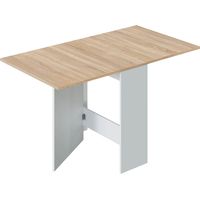 Pegane – Table haute pliante chêne canadien / blanc artic – Dimensions 78 x 31 x 77 cm – Finition nordique – Idéale pour espaces réduits